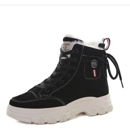 2022 New Winter Women Thick Wool Ankle Boots Fashion Brand Suede Winter Warm Sneakers Outdoor Martin Boots For Botas Mujer