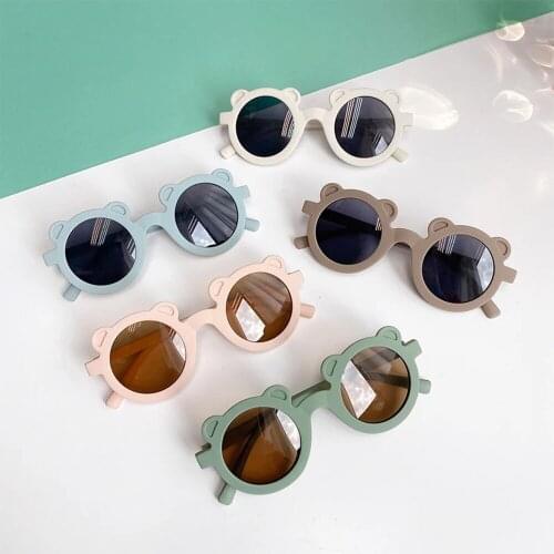 New Kids Sunglasses Cartoon Bear Shape Girls Boy Children Sun Glasses Round Street Beat Eyeglasses Cute Baby Shades Eyewears UV