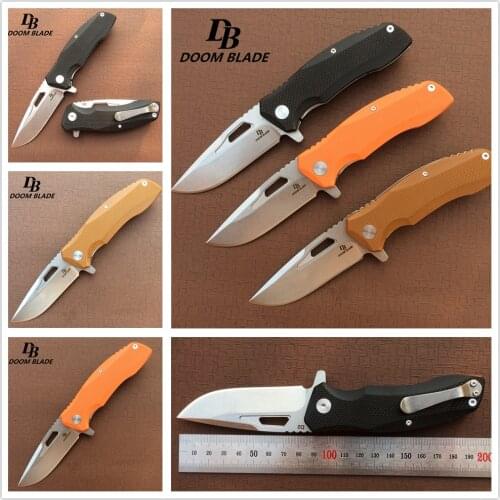 7.9" Knives 60-61HRC Ball Bearing Folding Knife D2 Blade G10 Flipper Tactical Pocket Knives Camping Hunting Survival Knifes