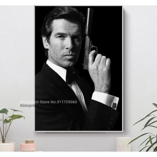 Pierce brosnan bond 007 Movie Star Actor 007 Classic Poster Prints Painting Canvas Living Room Wall Art Picture Home Decor