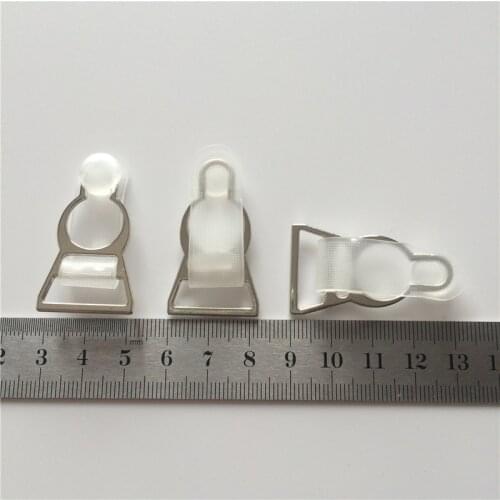 100 pcs/pack 20mm garter clipSilver Metal+ Transparent PP Garter Garment clips klip Clothing accessories Sewing Supplies TQG510