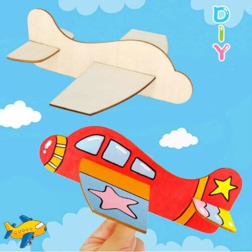Blank Wooden Insert Puzzle Plane DIY Toy Model Kindergarten Childrens Painting Graffiti Material Educational Crafts for Kids