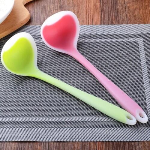 Long Handle Silicone Soup Spoon High-Temperature Anti Hot Handle Non-Stick Large Food Spoons Cooking Utensils Kitchen Tool