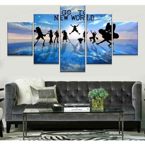Modern Wall Art 5 Pieces One Piece Characters Canvas Painting Home Decor Pictures Canvas Printed Animation Poster Artwork