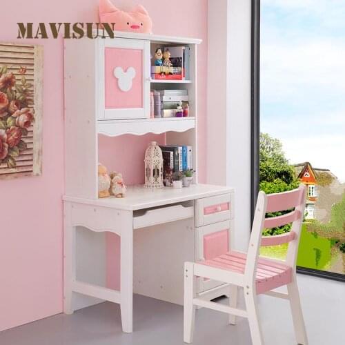 Modern Simple Solid Wood Household Childrens Desk Girl Liked Small Apartment Creative Writing Desk And Bookcase Combination