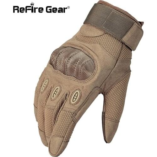 ReFire Gear Full Finger Tactical Gloves Men Soldiers Shoot Army Gloves Military Anti-Skid Carbon Shell Paintball Combat Mittens