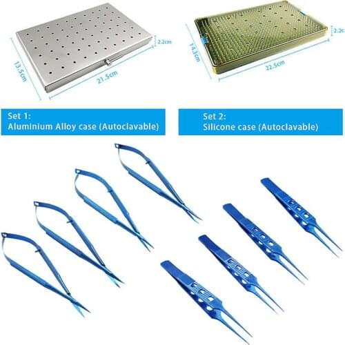 Titanium Alloy 8Pcs/set Ophthalmic Needle Holders Scissors Forceps Ophthalmic Eye Instrument with Autoclavable Case