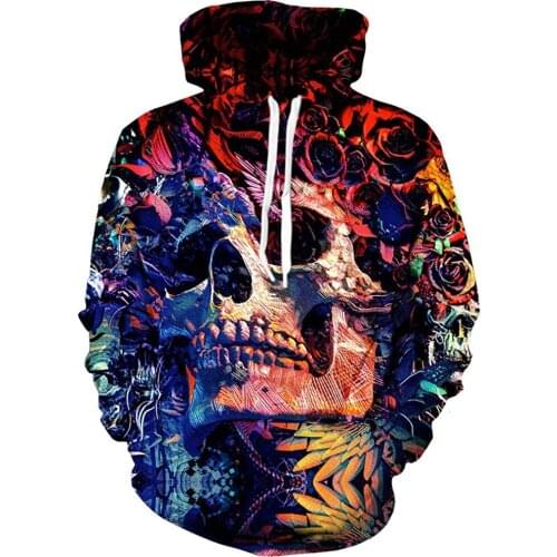 IFPD America Size Unisex Sweatshirt 3D Print Skull Hoodie Oversize Black Coat Mens Casual Plus Size Mens Harajuku Pullover