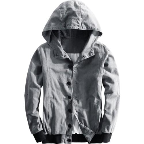 Thin Linen Coat with Hat Japanese Style Hooded Jacket Coat Men Large Size 4XL Linen Clothing Brand Mans Overcoat Vintage Jackets