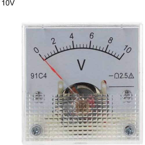 91C4 DC Voltmeter Analog Panel Voltage Meter Mechanical Pointer Type 3/5/10/15/20/30/50/100/150/250V