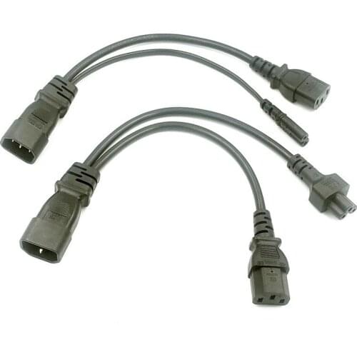 Y Type Splitter Power Cord ,IEC320 C14 Plug 3-Prong Male Power Cable Cord AC Power Adapter To C13 +C5 Female