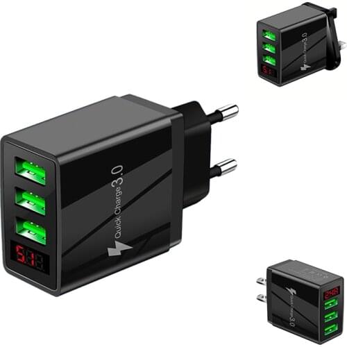 5V 3.1A Charger 3USB Digital Display Fast Charge Charger Smart Phone Charging Adapter for iPhone Xiaomi Samsung