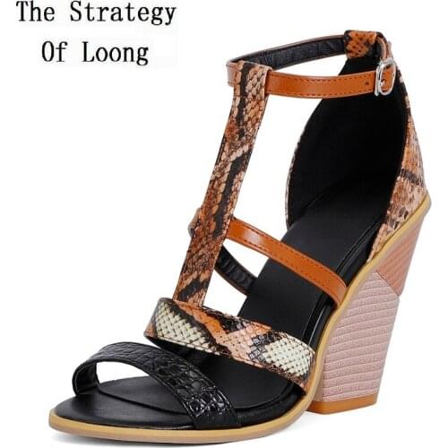 Summer New Fashion Super High Strange Heels Peep Toe Cut Out Metal Buckle Strap Plus Size 47 48 Women Gladiator Sandals 0708