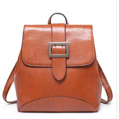 Women Female Anti-theft Backpack Classic Leather Solid Color Backpacks Fashion Shoulder Bag Vintage Travel Rucksack 2020 C1295