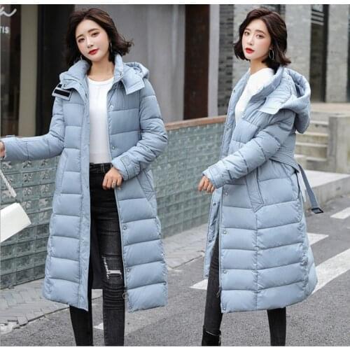 Women Winter Blue Black White Coat Ultra Light Long Duck Down Jackets Slim Portable Windproof Female Puffy Jacket Warm Outerwear