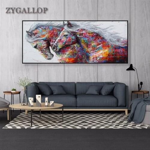 ZYGALLOP Animal Abstract Wall Art Running Horse Canvas Painting Modern Prints Posters Pictures Living Room Decoration Home Decor