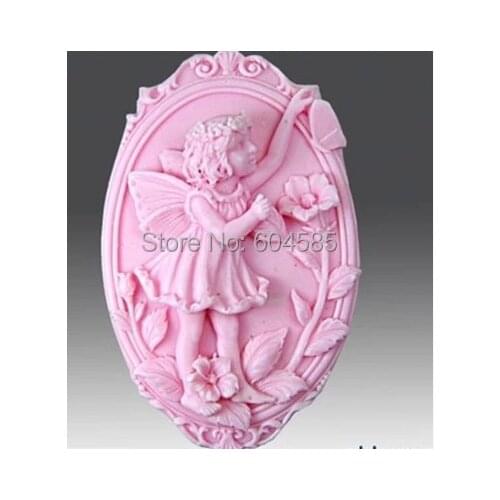 4.1" Round Angel 0561 Craft Art Silicone Soap mold Craft Molds DIY