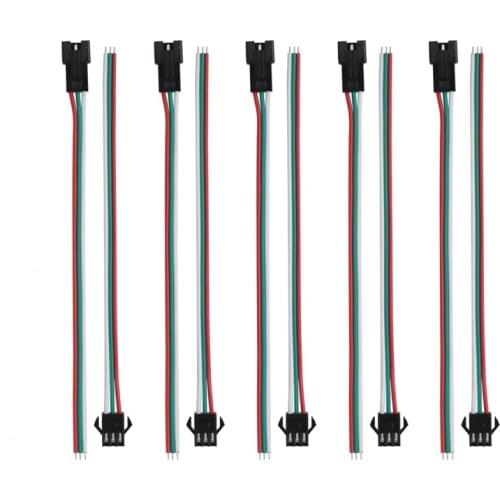 5Pairs 3 Pin JST SM Connectors For WS2812B WS2811 WS2812 LED Strip Female Male