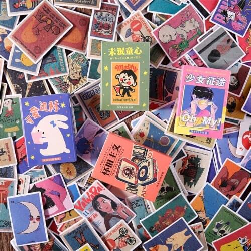 60 pcs Japanese retro cartoon stickers Kawaii diary stationery decoration furniture materials paper Happy Planner Craft Supplies