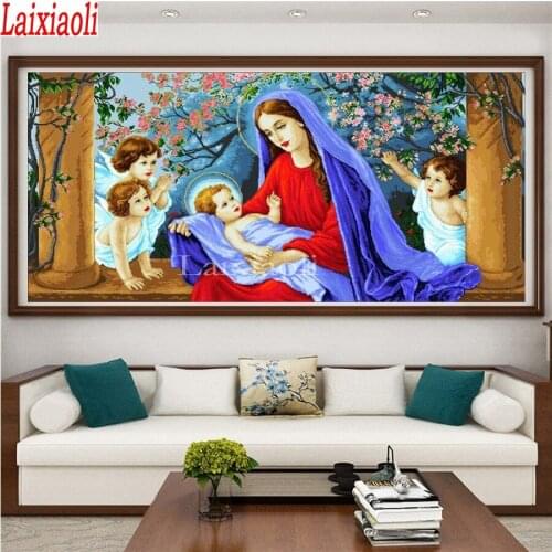 Diamond Painting Full Square round Stones Diamond Mosaic Home Decor Diamond Embroidery Cross Stitch Kits virgin Mary baby decor