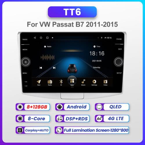 10 inch IPS 2.5D Android 10 DSP Car Radio Multimedia For Volkswagen VW Passat B6 B7 CC Magotan 2011-2015 WIFI BT FM Carplay SWC