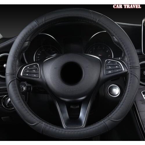 CAR TRAVEL Leather Car Steering Wheel Cover For Hyundai i20 i30 i40 Tucson Solaris ix35 Creta Santa fe Kona Elantra