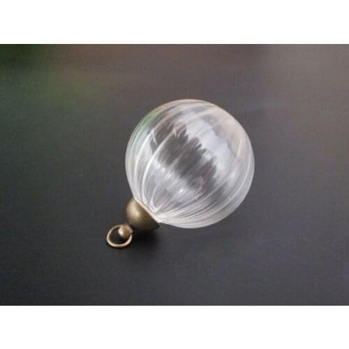 Free ship!! 25mm ball shape glass globe pendant & bronze cap,glass globe vial jewelry necklace ,without chain