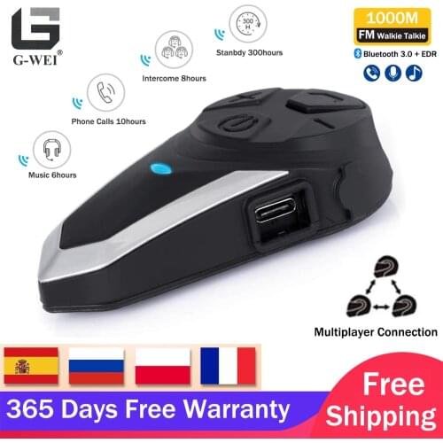 1000M Wireless BT-S3 Intercom Motorcycle Helmet Bluetooth Headset Headphones Motorbike Communication System with FM Radio