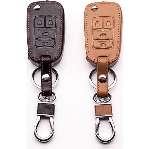 For Buick For Chevrolet For key cover 4 Buttons fold key leather car key case classic style Car Wallets car keys accessories