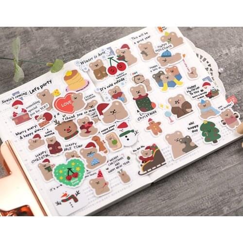 40pcs bear cartoon photo album scrapbook waterproof decoration stickers DIY handmade gift scrapbook stickers
