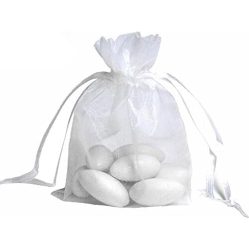 Hot Sale 100pcs White Organza Pouch Gift Candy Jerellry Packaging Drawable Bags Wedding Party Favor 10cmx13cm