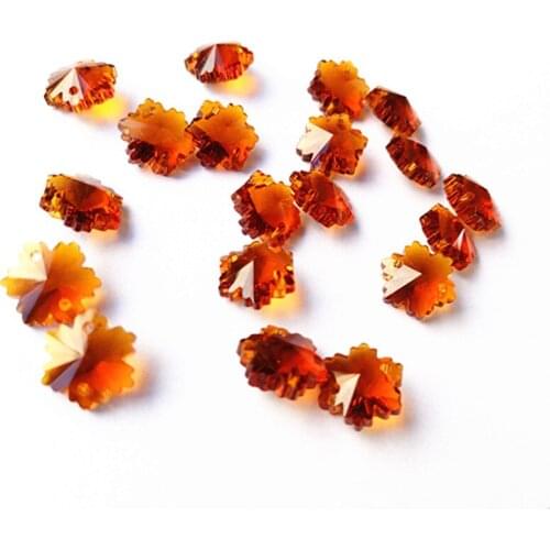 Hot Selling New Brown Snow Shape K9 Crystal Chandelier Beads 100pcs in 2 holes Faceted Diy Jewelry Beads For Strands Garlands