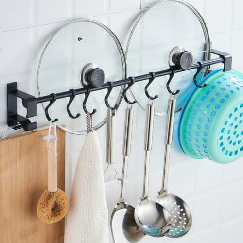 Space aluminum free punching kitchen hook wall hanging rod bathroom basin shelf wall bearing strong adhesive glue hook LL5301629