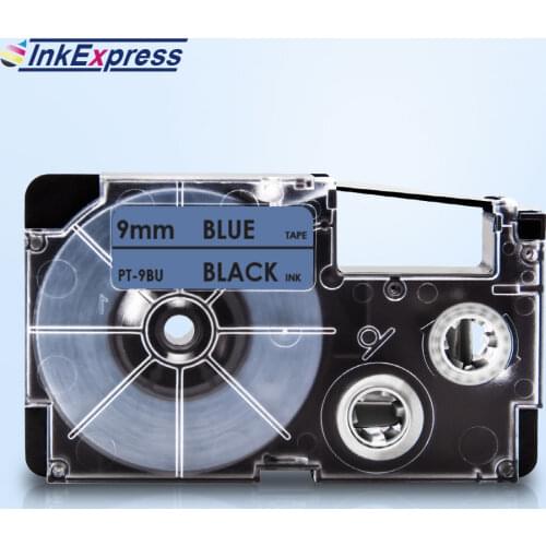InkExpress 9mm XR-9BU Tape For CASIO XR-9BU Label Tape Black on Blue Printer Ribbon XR 9BU For CASIO Label Maker KL-100 KL-120