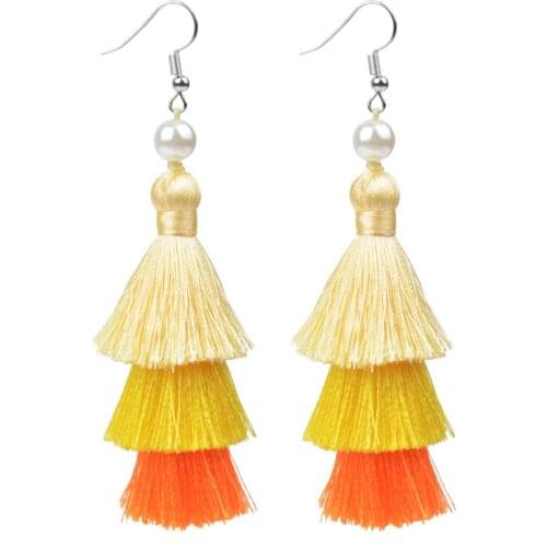 LFPU Tree Shaped Tassel Earrings Drop Imitation Pearl Velvet Long Earring Jewelry For Women Boho