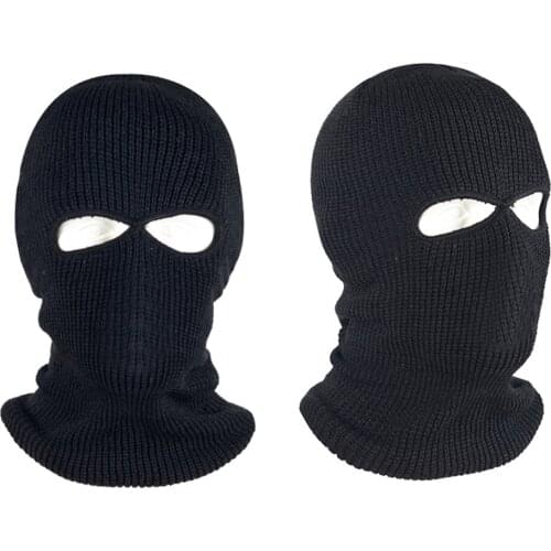 Hot Selling Full Face Mask Knit Cap 2 Holes Ski Mask Hat Shield Bean Hat Winter Warm Hat Skiing Bibs
