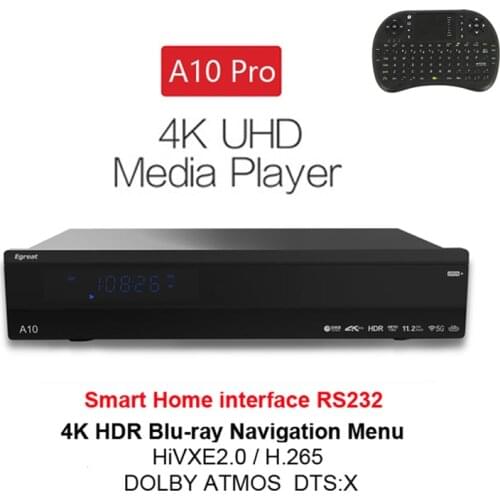 Egreat A10-II 4K UHD Media Player Egreat A10 PRO TV Box 2G/16G Dual Band WIFI Gigabit LAN HDR 10 Blu-Ray 3D DolbyATOMS DTS
