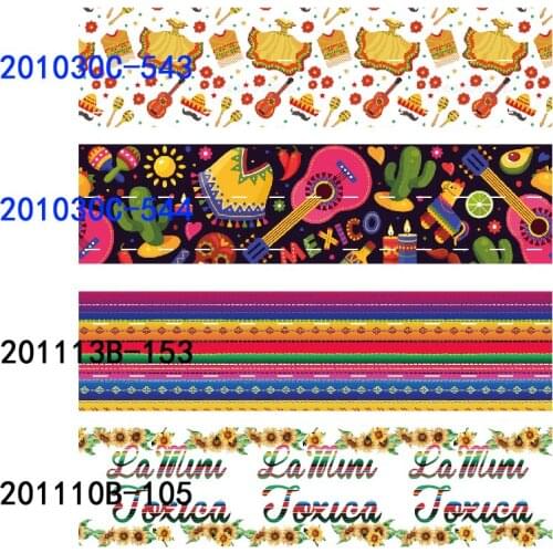 50 yards/lot) Wholesale listones 38MM Mexico series printed grosgrain ribbon