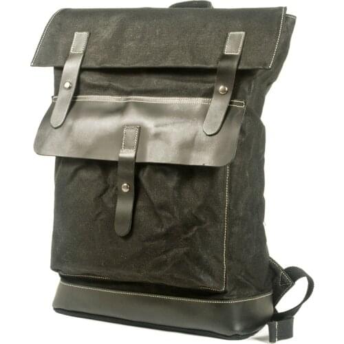 VZVA Backpack Men Hiking Outdoor Camping Rucksack Bags Waxed Canvas Leather Travel School Laptop Backpack Korean Fashion Daypack