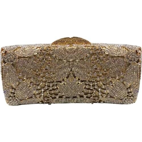 New Nigeria elegant ladies flower evening dress evening dress bag banquet rhinestone handbag lady metal crystal bag