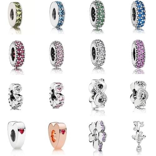 NEW 2021 100% 925 Sterling Silver Gemstone Love Flower Charm Spacer Fit DIY Original Bracelet Fshion Jewelry Gift