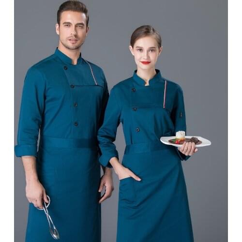 Unisex Chef Clothes Bakery Restaurant Kitchen Work Wear Catering Food Service Overalls Long Sleeve Breathable Chef Uniform