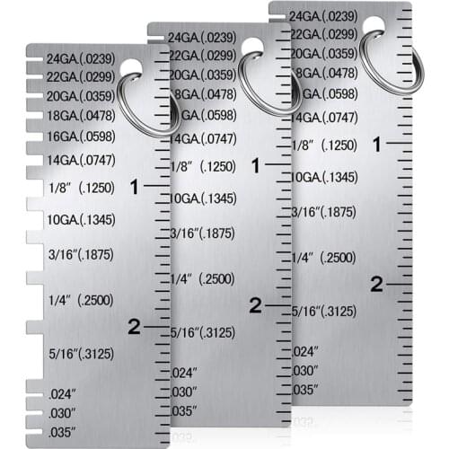 3Pcs Stainless Steel Single-Sided Thickness Gauge, Welding Seam Measuring Tool Ruler, Welding Seam Inspection Ruler