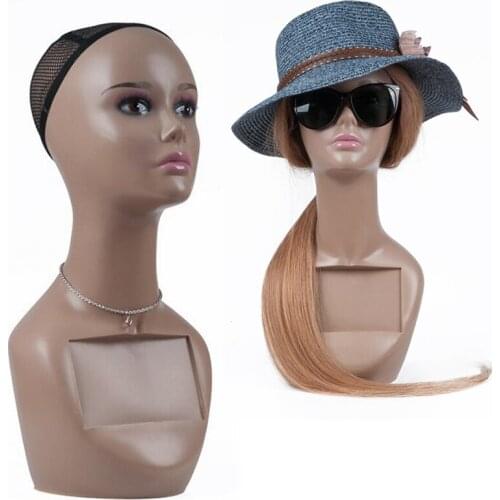 PE Female Stable Skin Lady Mannequin Head Wig Hat Cap Hat Necklace Jewelry Necklace Display Model Stand Manikin