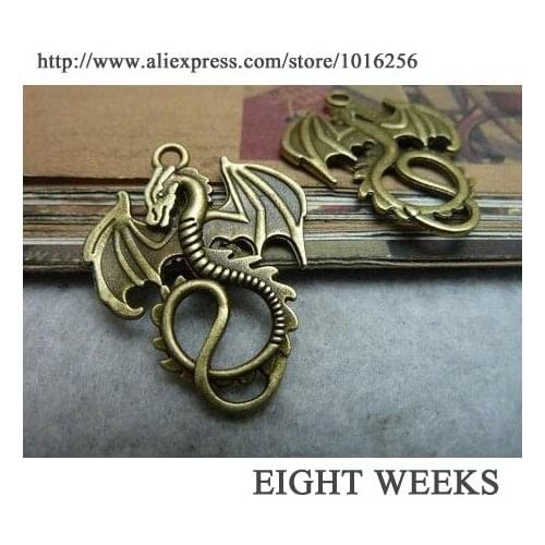 Zinc alloy pendant jewelry accessories diy handmade material charms ancient bronze dragon 28 * 35 mm