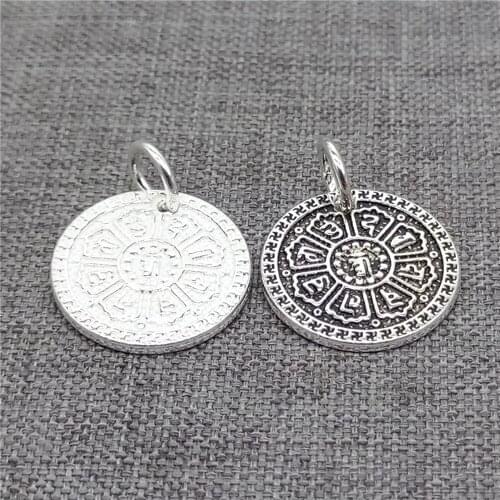 925 Sterling Silver Om Mani Padme Hum Mantra Charm Pendant for Yoga Meditation Bracelet