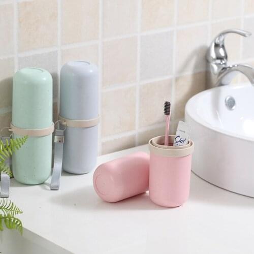 Portable Travel Toothbrush Holder Cup Wheat Straw Toothpaste Cups Container Eco-friendly Dual Use Bathroom Tool Mug Scatole