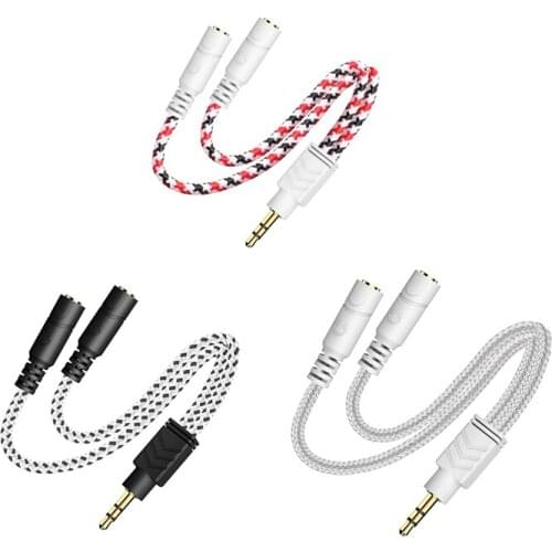Headphone Splitter, 3.5mm Splitter Cable for Headset [Fine Braided & Gold Plated] Stereo o Y Cable AUX Splitter - Compatible