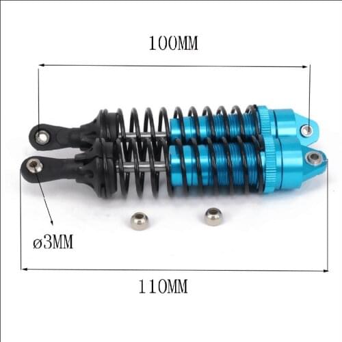 RCAWD 2PCS Oil Filled 110mm Machined Alloy Aluminum Rear Shock Absorber For Rc 1/10 Traxxas Slash 5803 Upgraded Hop-Up Parts