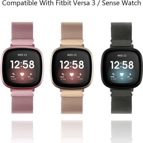 Magnetic Loop Stainless Steel Strap for Fitbit versa 3 Smart Watch Band Replacement Soft belt for Fitbit Sense Metal wirstband